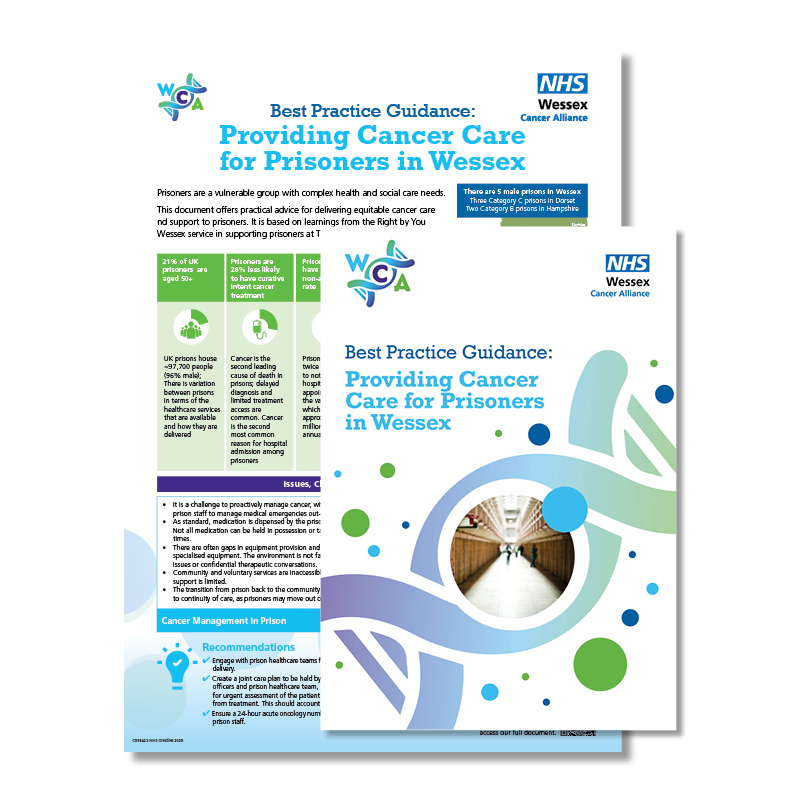 WCA Cancer Care for prisoners report cover.